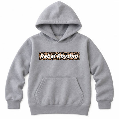 RebelRhythm×レオパード キッズパーカー 杢グレー