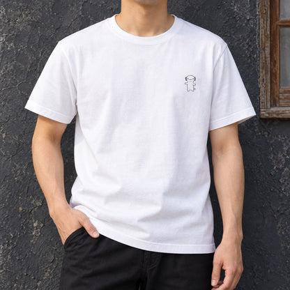 ウーパールーパー ワンポイントTシャツ「うぱーん」｜きょとん顔に、脱力。