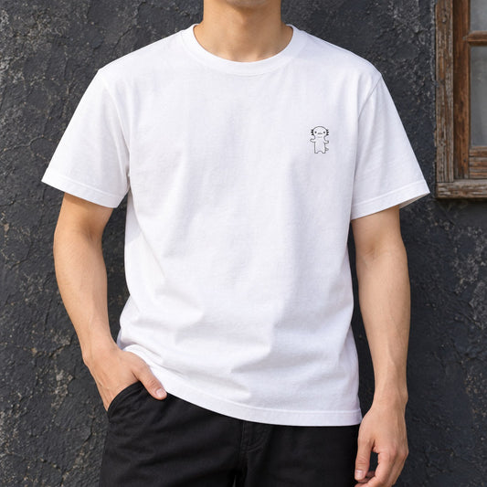 ウーパールーパー ワンポイントTシャツ「うぱーん」｜きょとん顔に、脱力。