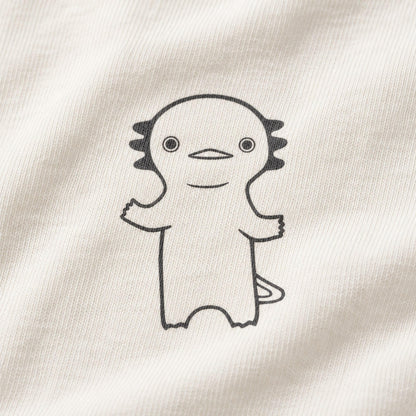 ウーパールーパー ワンポイントTシャツ「うぱーん」｜きょとん顔に、脱力。