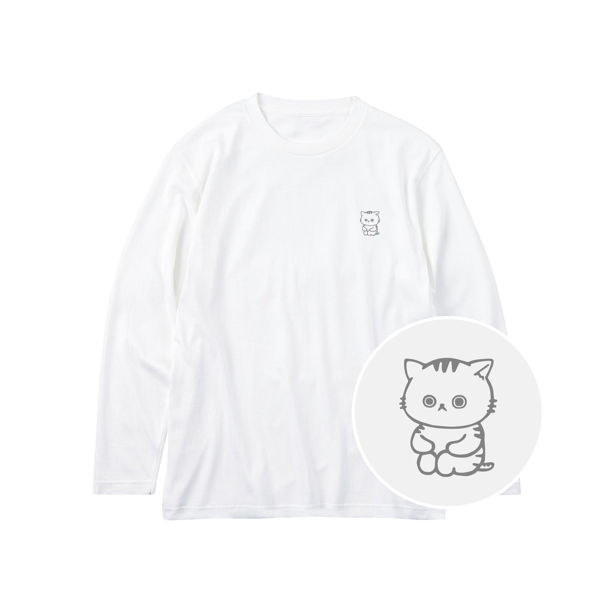 ねっこ キッズ長袖Tシャツ 001_ホワイト