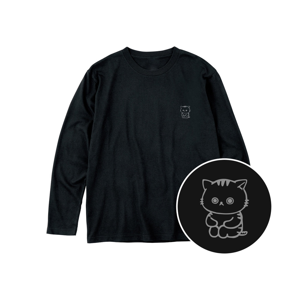 ねっこ キッズ長袖Tシャツ 005_ブラック