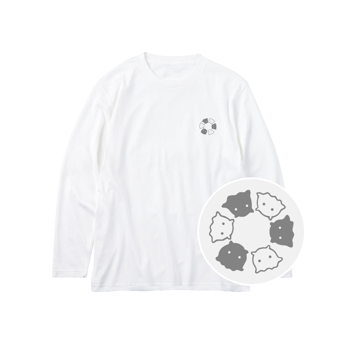 めんべーだー ユニセックス長袖Tシャツ 001_ホワイト