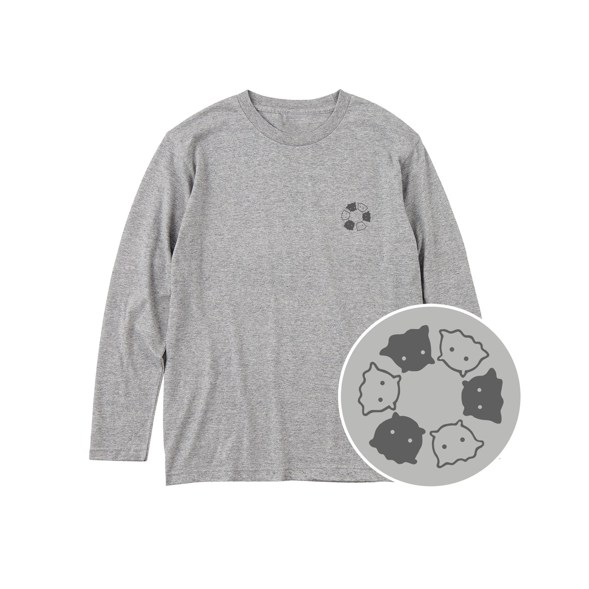 めんべーだー ユニセックス長袖Tシャツ 003_杢グレー