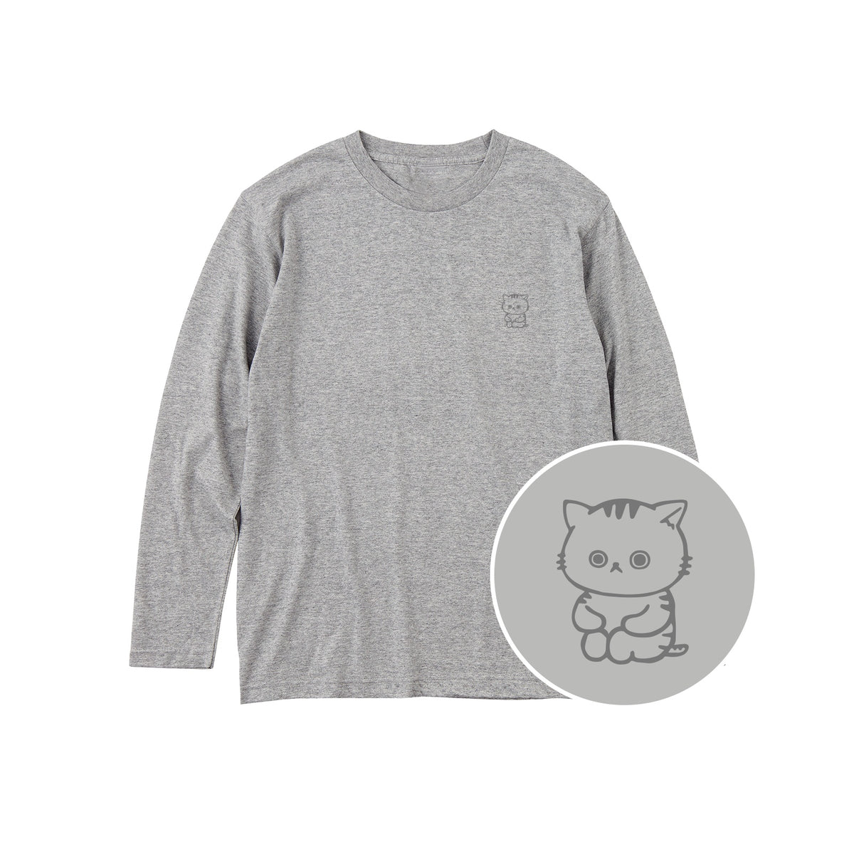 ねっこ ユニセックス長袖Tシャツ 003_杢グレー