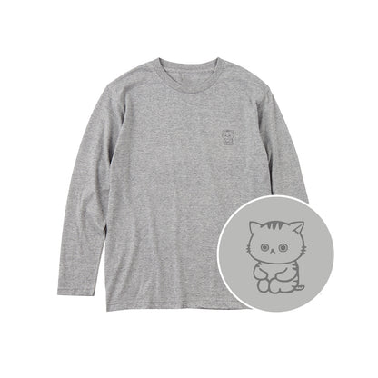 ねっこ ユニセックス長袖Tシャツ 003_杢グレー