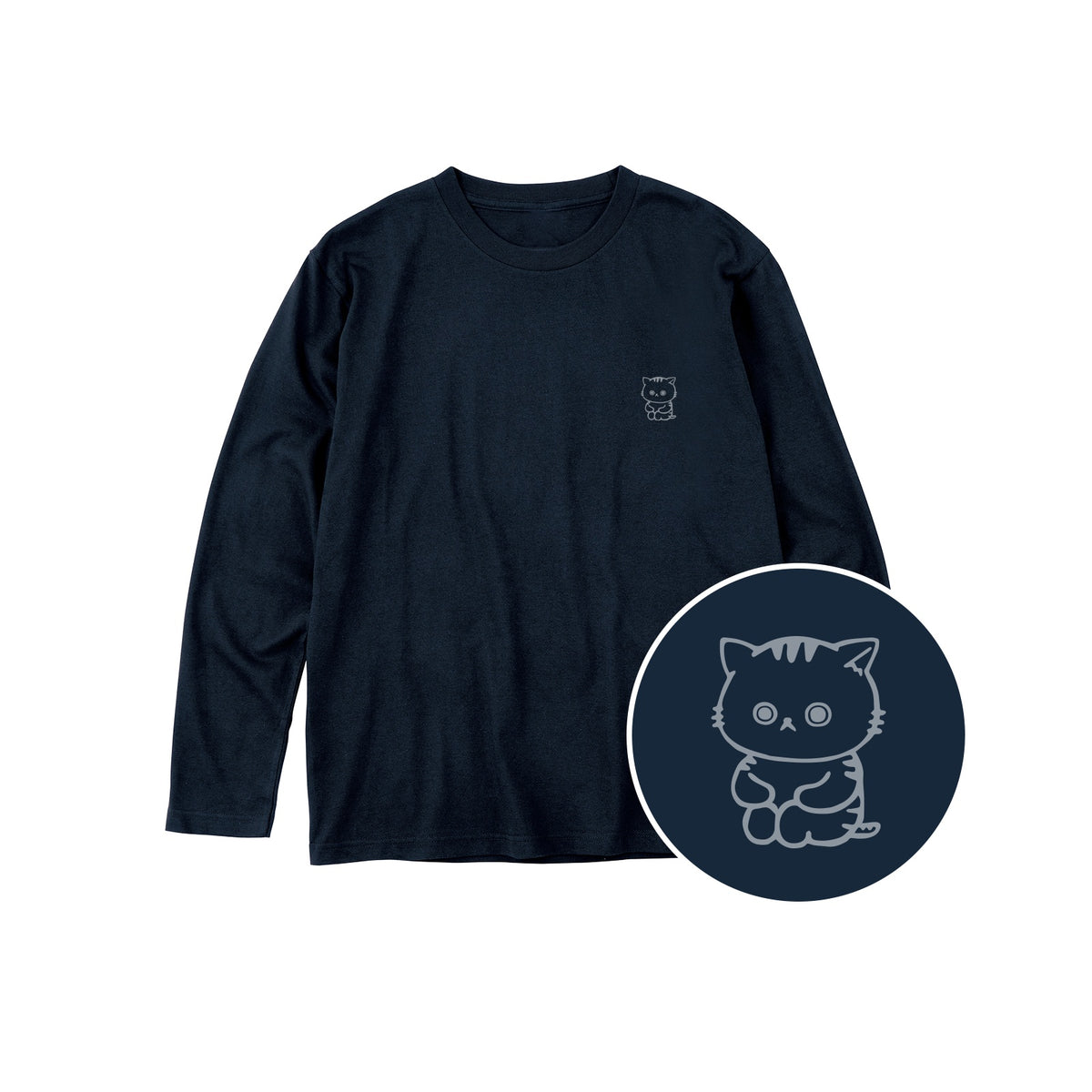 ねっこ ユニセックス長袖Tシャツ 031_ネイビー