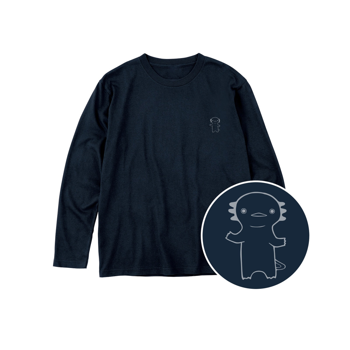うぱーん ユニセックス長袖Tシャツ 031_ネイビー