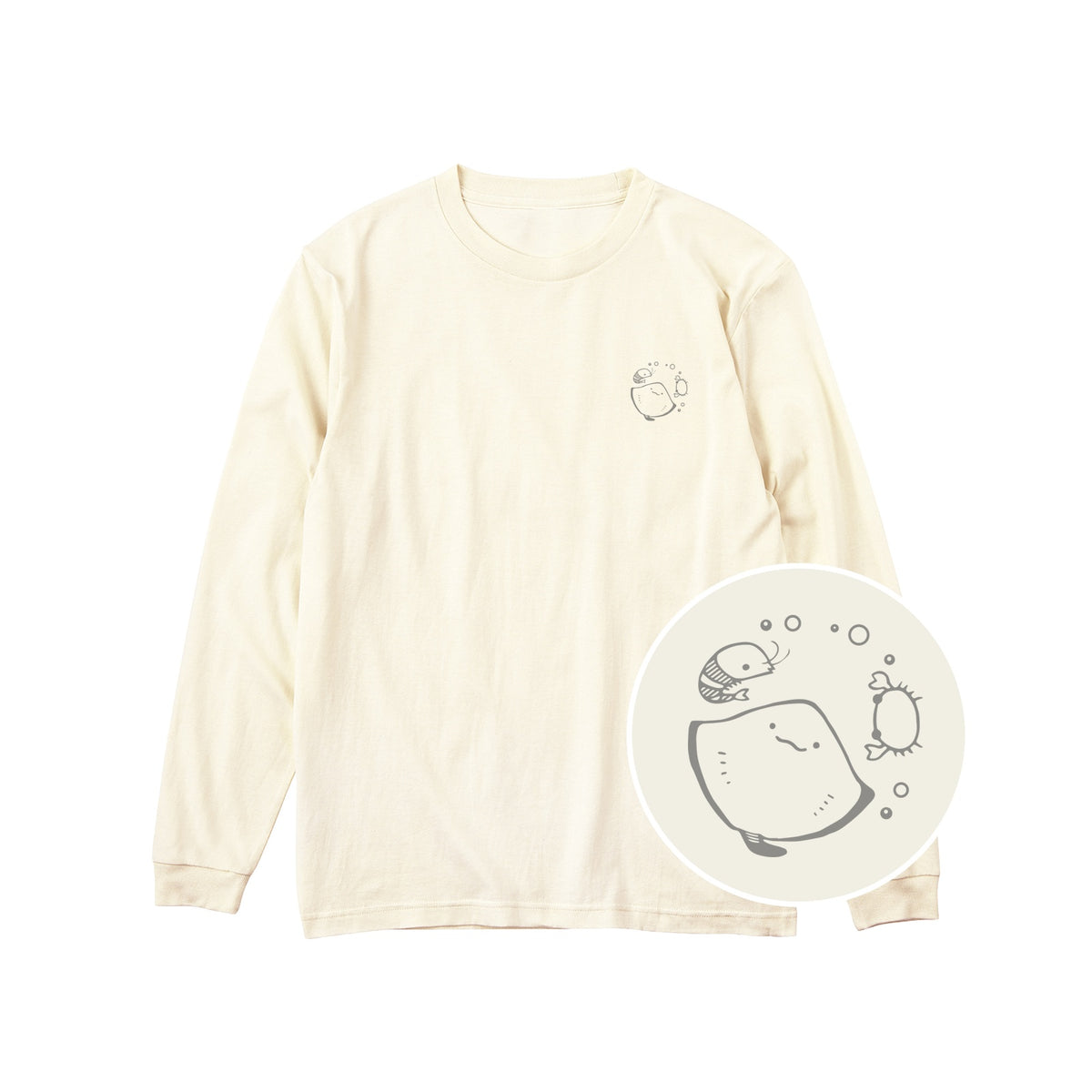 えいみょん ユニセックス長袖Tシャツ 073_アイボリー