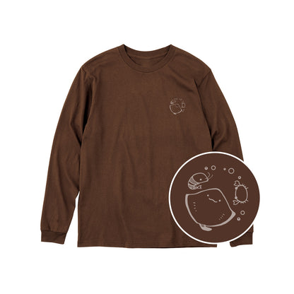 えいみょん ユニセックス長袖Tシャツ 453_ダークブラウン