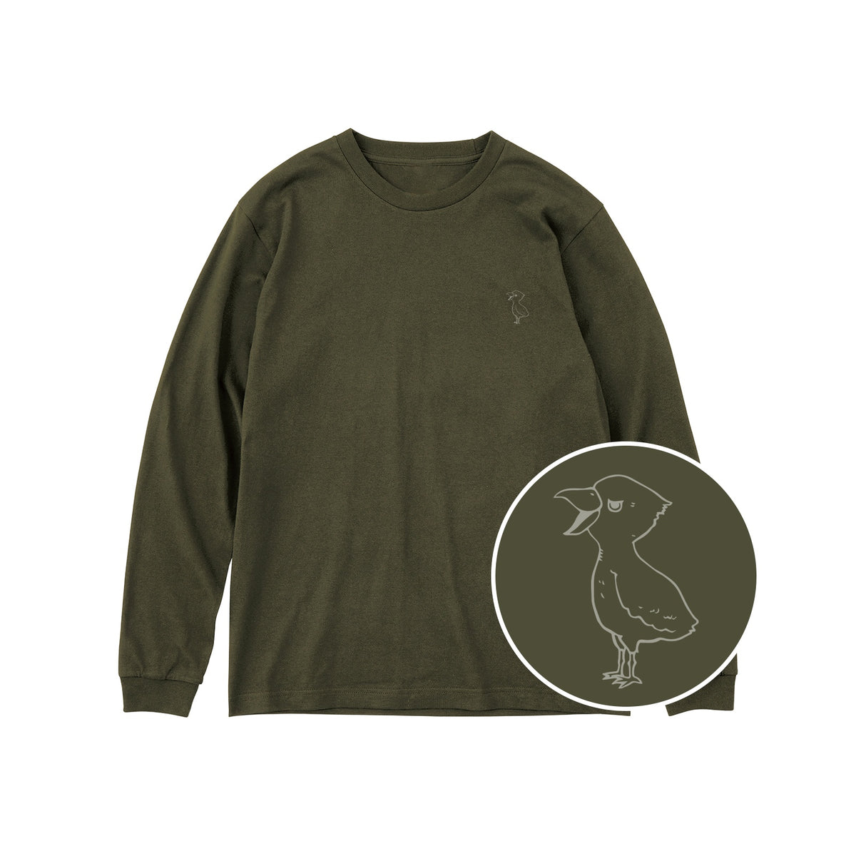 端弘コウ ユニセックス長袖Tシャツ 037_アーミーグリーン