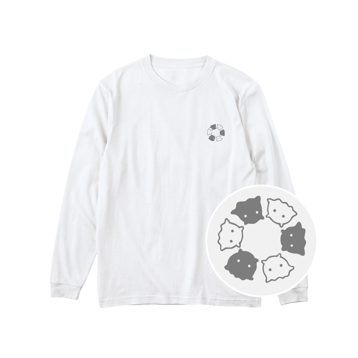 めんべーだー ユニセックス長袖Tシャツ 001_ホワイト
