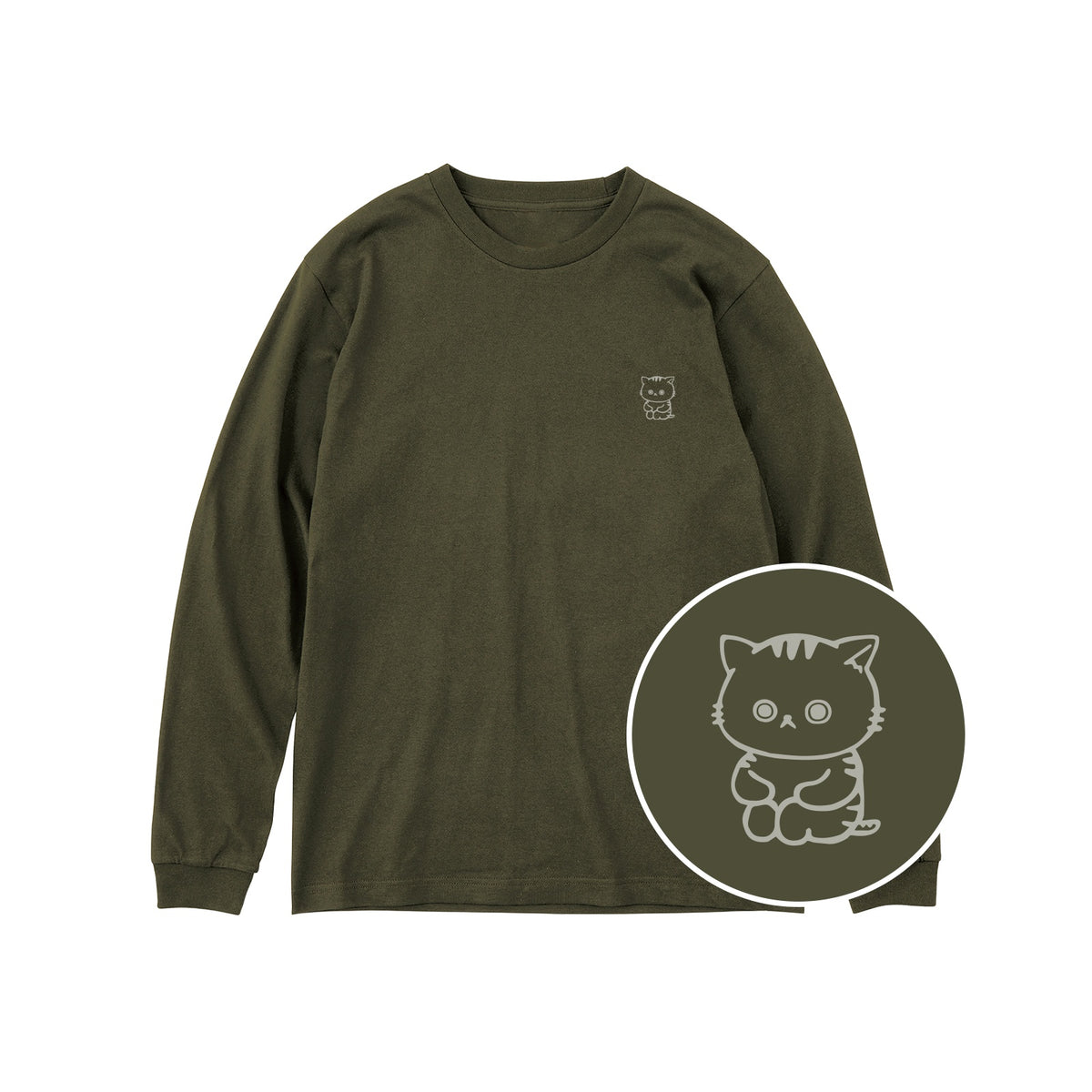 ねっこ ユニセックス長袖Tシャツ 037_アーミーグリーン