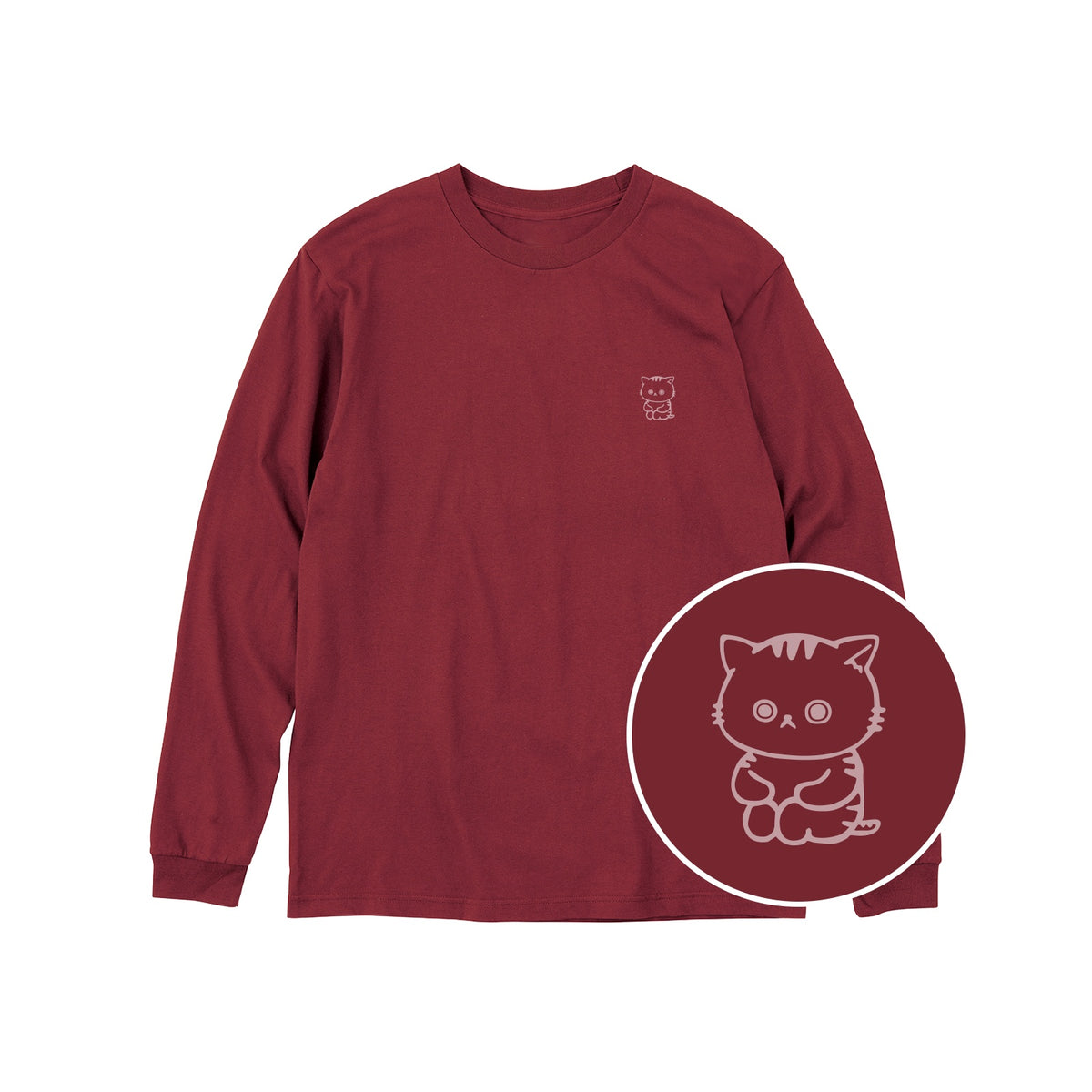 ねっこ ユニセックス長袖Tシャツ 112_バーガンディ