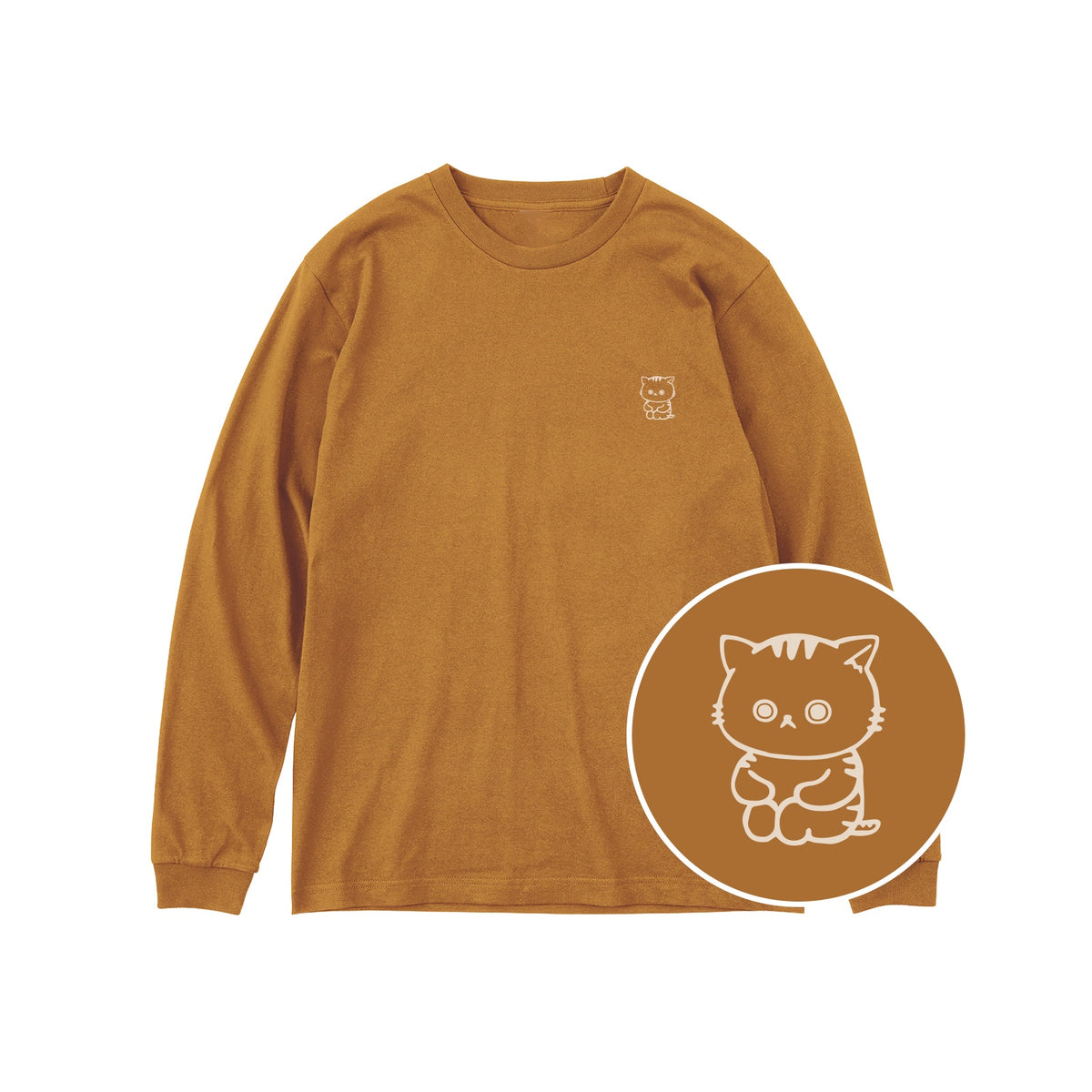 ねっこ ユニセックス長袖Tシャツ 154_キャメル