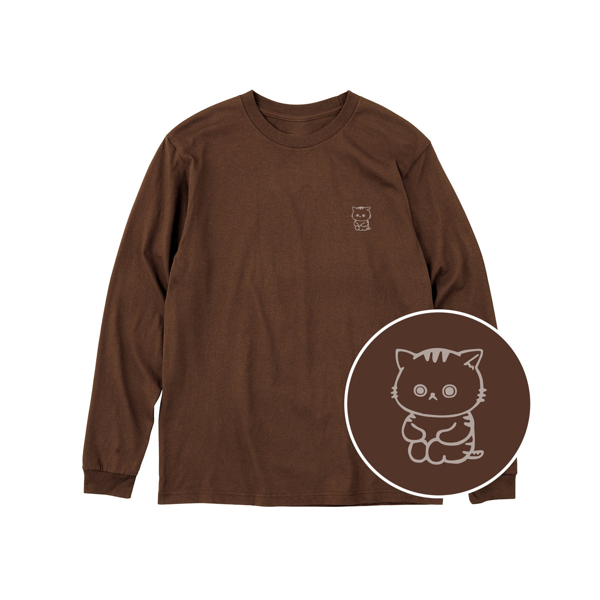 ねっこ ユニセックス長袖Tシャツ 453_ダークブラウン