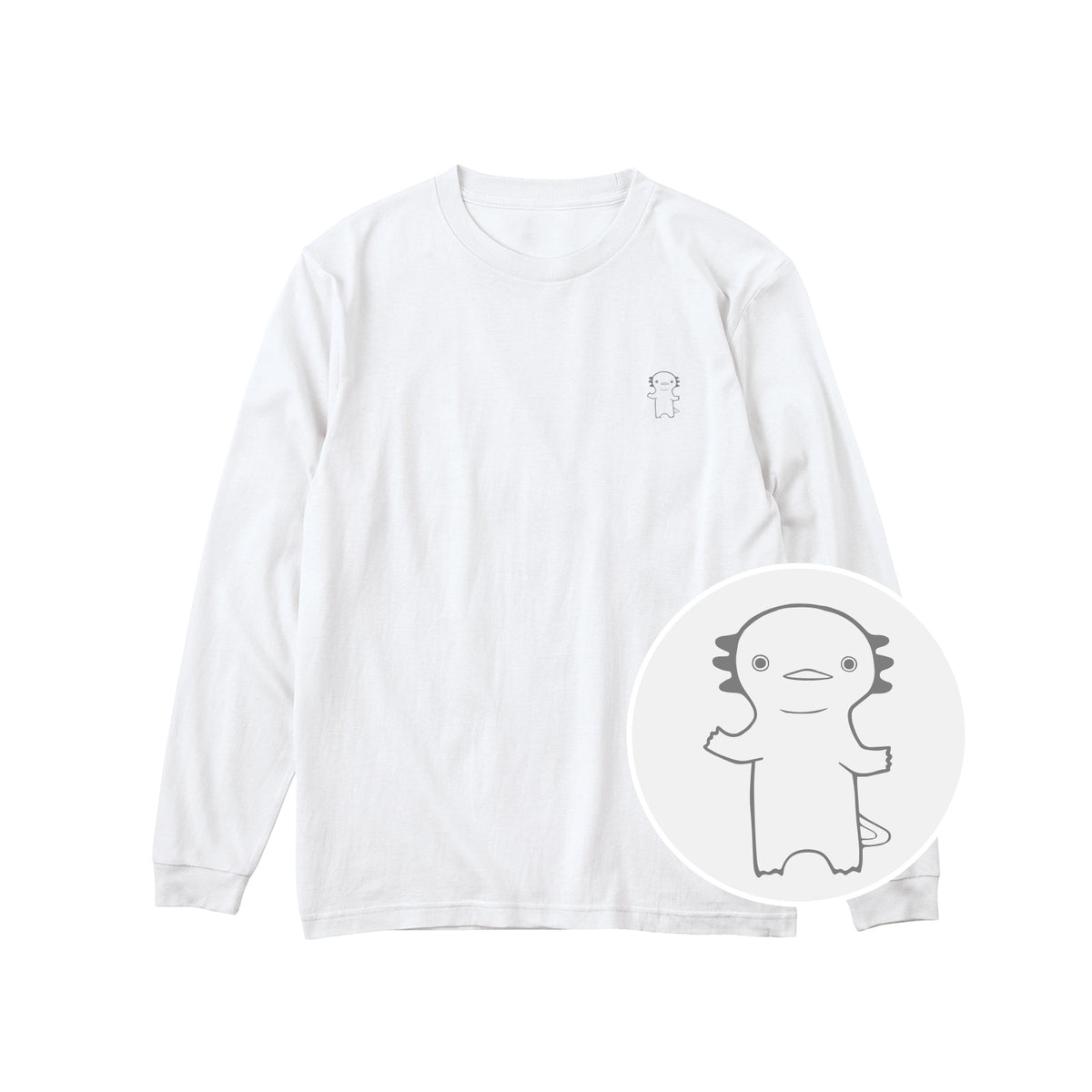 うぱーん ユニセックス長袖Tシャツ 001_ホワイト