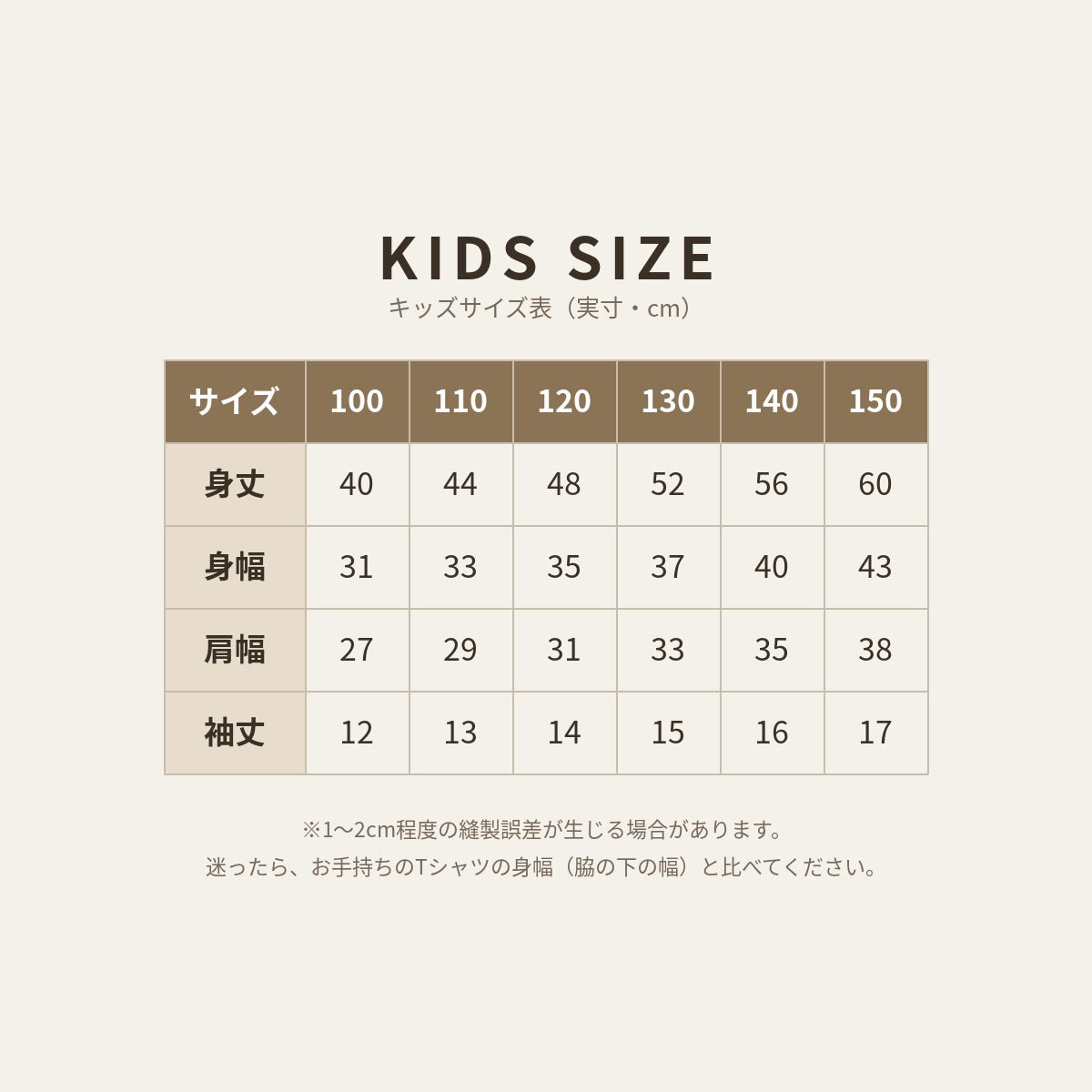 マーモット キッズTシャツ キッズサイズ表