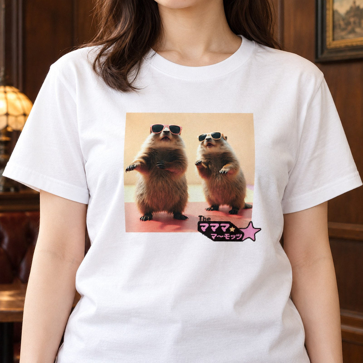 マーモット イラストTシャツ｜もぐもぐ、マーモット。