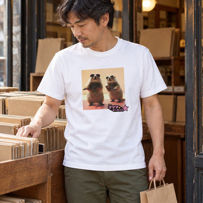 マーモット イラストTシャツ｜もぐもぐ、マーモット。