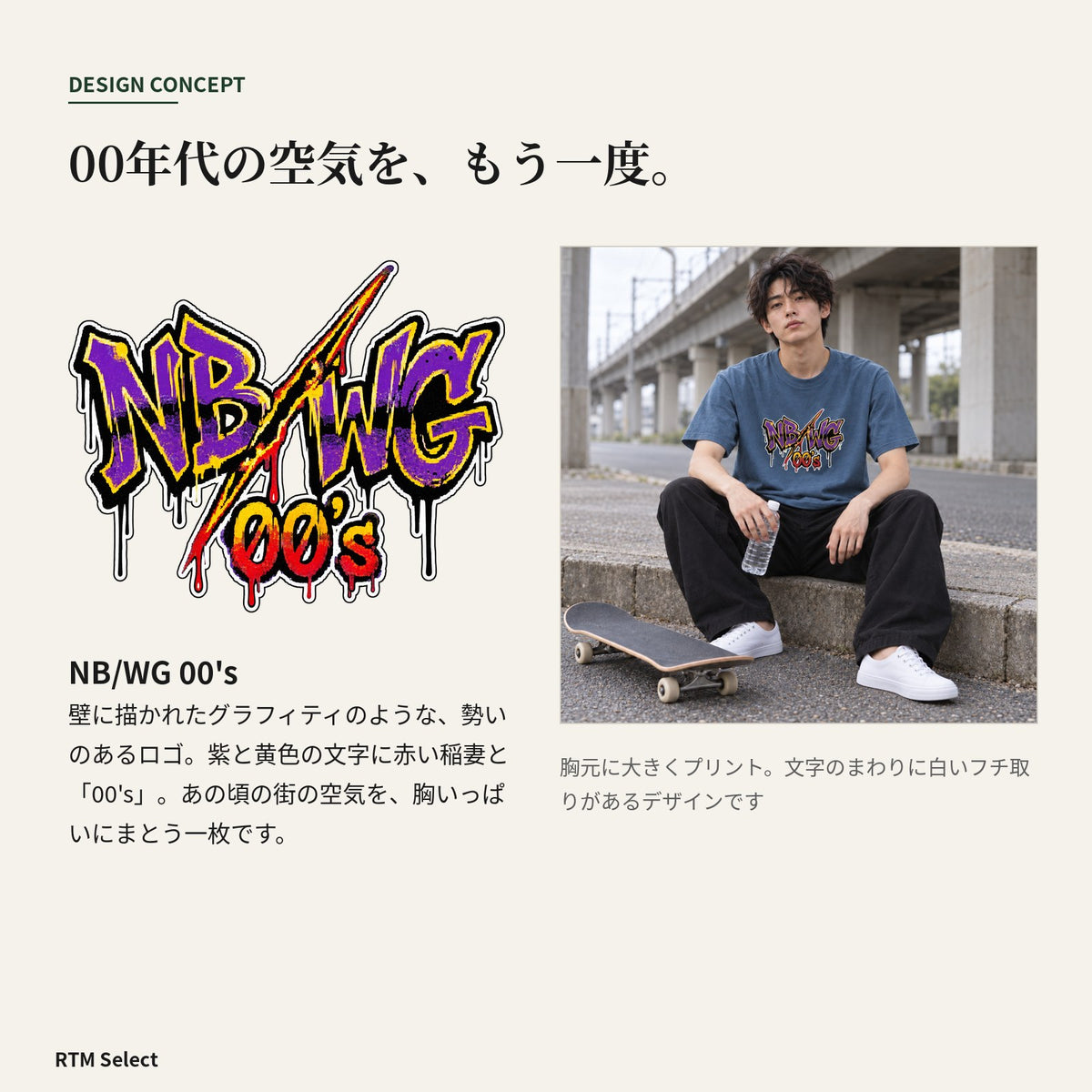 グラフィティロゴ「NB/WG 00's」Tシャツ デザインコンセプト