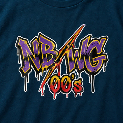 グラフィティロゴ「NB/WG 00's」Tシャツ プリントの接写