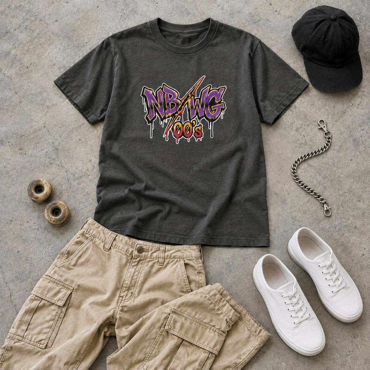 グラフィティロゴ「NB/WG 00's」Tシャツ コーディネート例