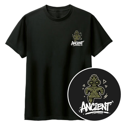 ANCIENT 土偶ワンポイントキッズTシャツ 005_ブラック