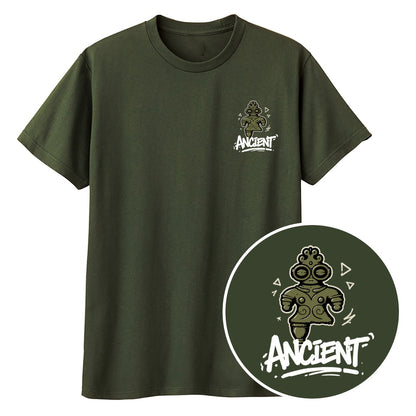 ANCIENT 土偶ワンポイントキッズTシャツ 037_アーミーグリーン