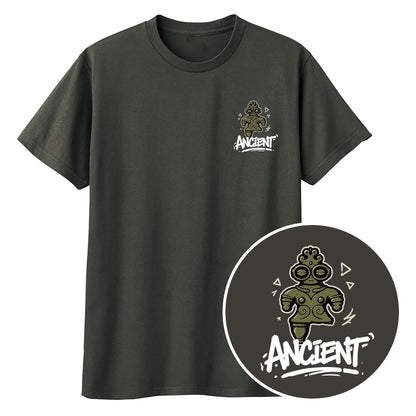 ANCIENT 土偶ワンポイントキッズTシャツ 129_チャコール