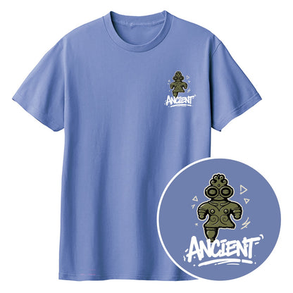 ANCIENT 土偶ワンポイントキッズTシャツ 463_ダスティブルー