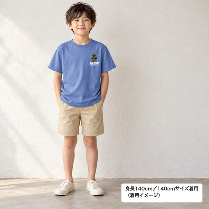 ANCIENT キッズTシャツ ダスティブルー 着用全身（身長140cm・140サイズ着用）