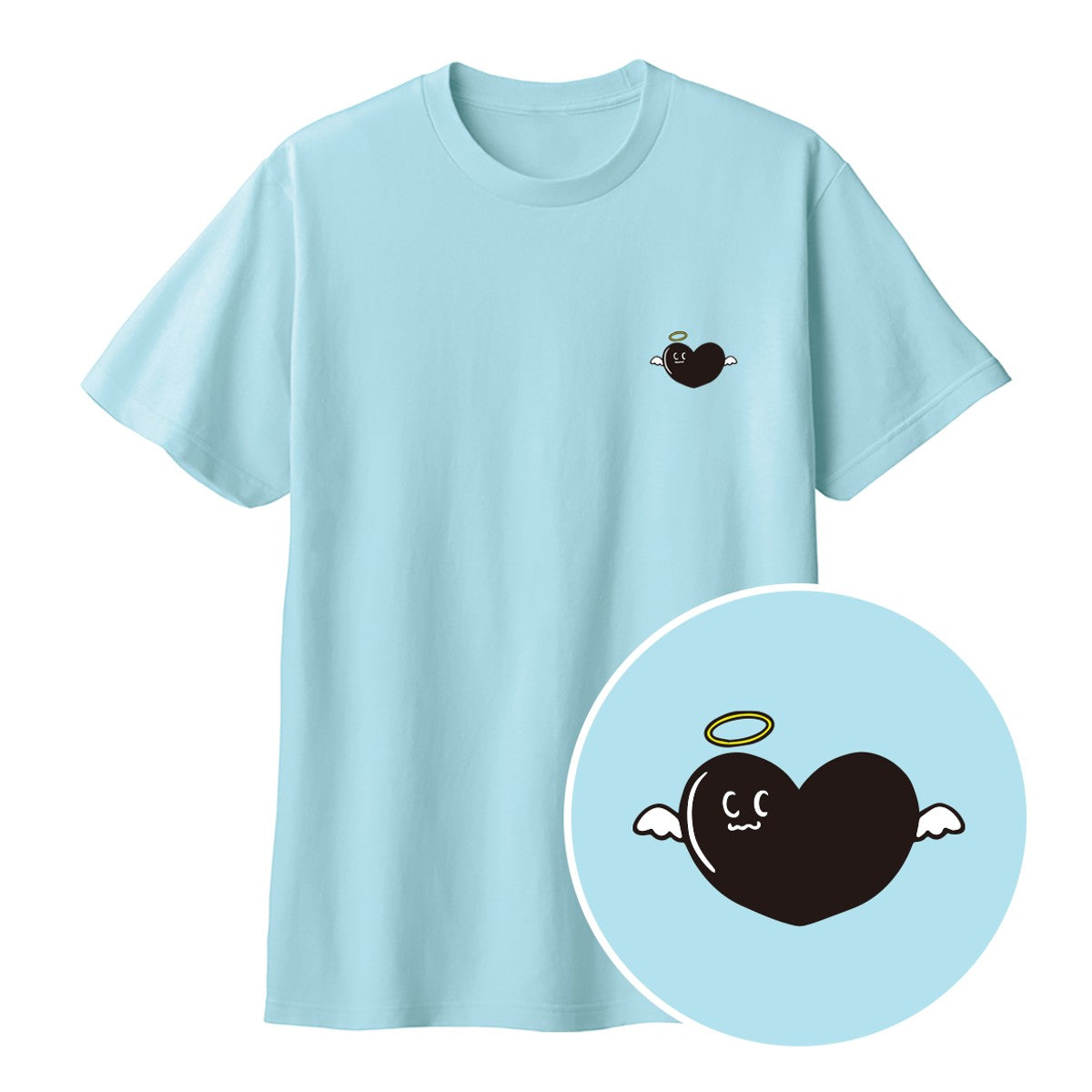 天使ハート「あのよん」Tシャツ ライトブルー