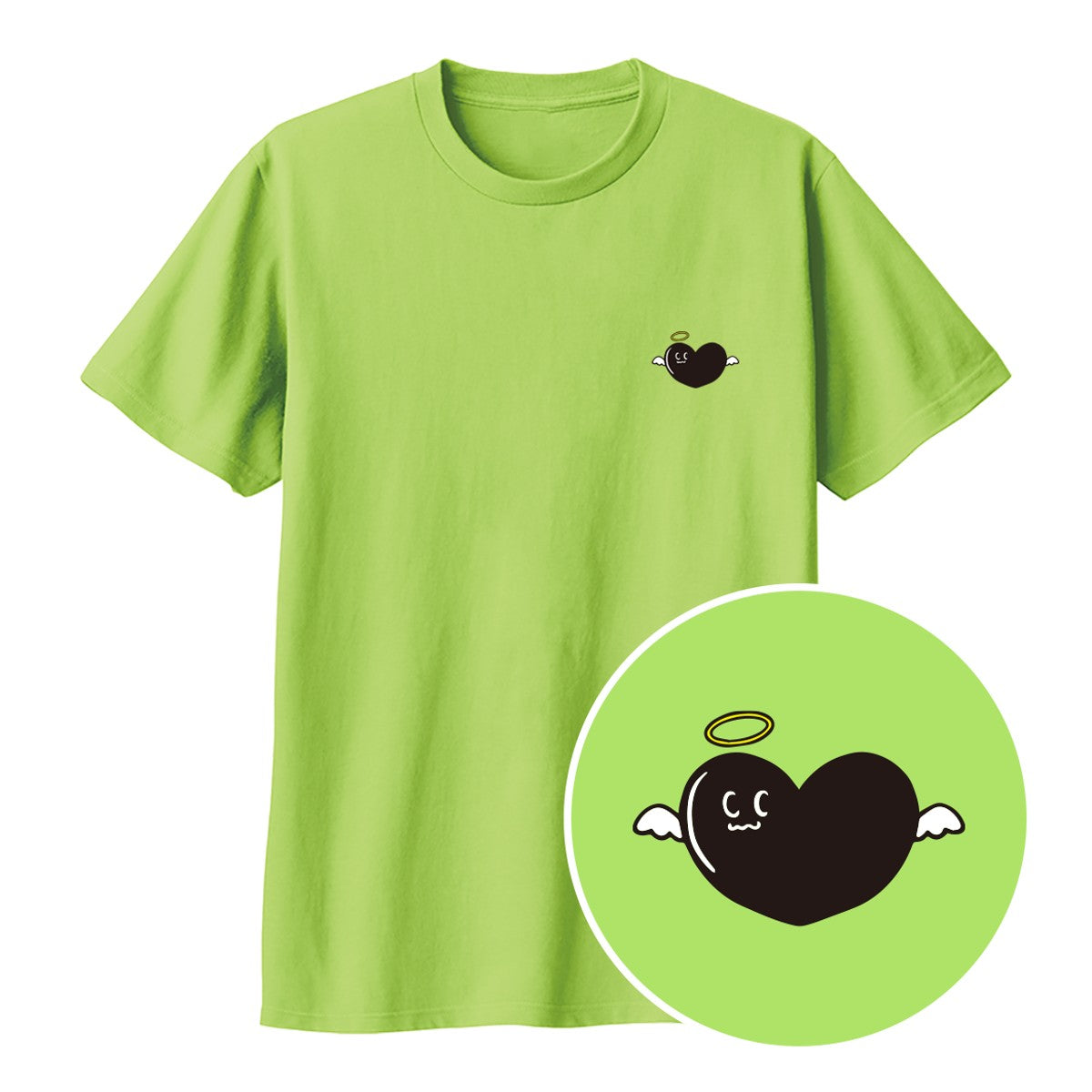 天使ハート「あのよん」キッズTシャツ ライトグリーン