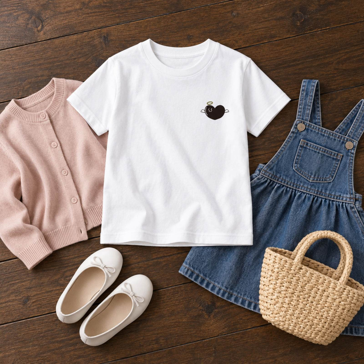 天使ハート キッズTシャツ「あのよん」｜胸元に、ちいさな天使。