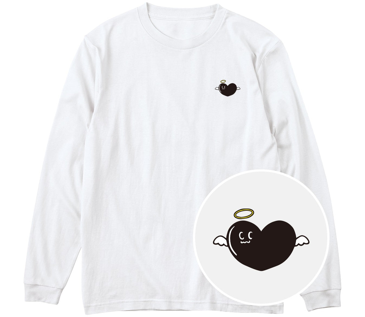 天使ハート「あのよん」ロングTシャツ ホワイト