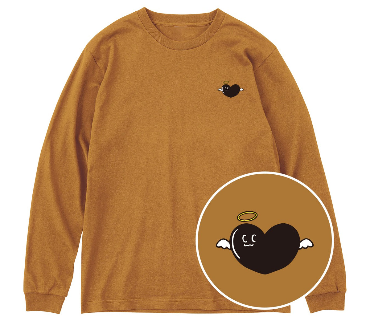 天使ハート「あのよん」ロングTシャツ キャメル