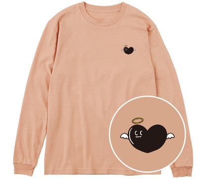 天使ハート「あのよん」ロングTシャツ ダスティピンク