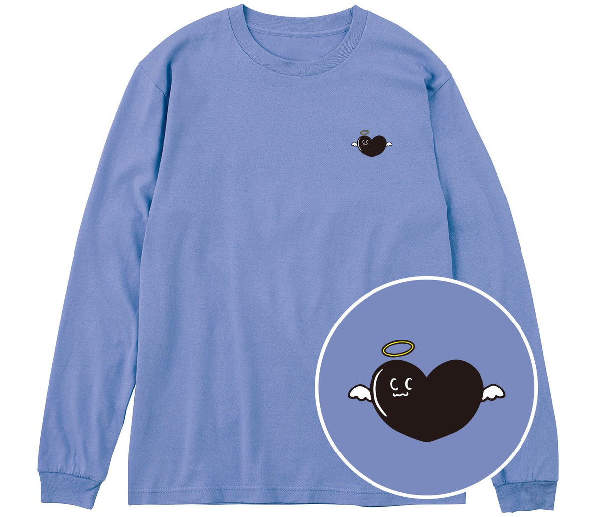 天使ハート「あのよん」ロングTシャツ ダスティブルー