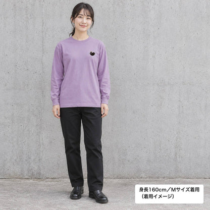 あのよん（天使ハート）袖リブ長袖Tシャツ ライトパープル 着用全身（身長160cm女性・Mサイズ着用）