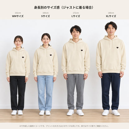 天使ハート ワンポイントパーカー「あのよん」｜胸元に、ちいさな天使。