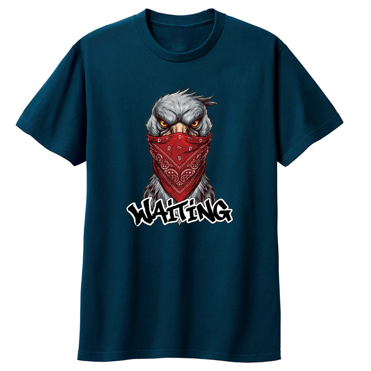 WAITING 赤いバンダナのハシビロコウ キッズTシャツ インディゴ