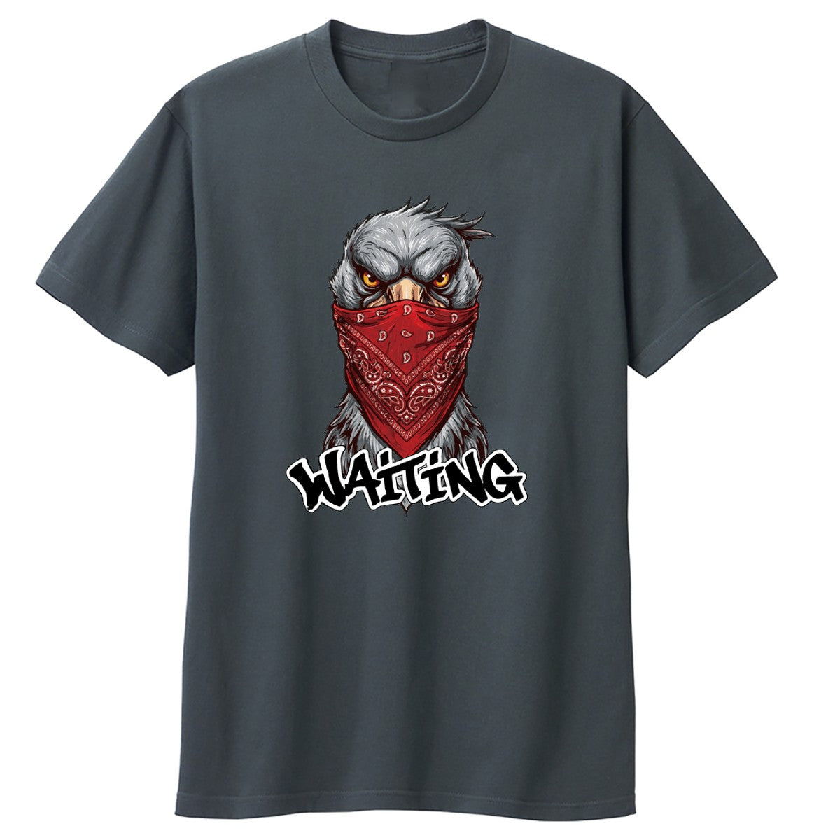 WAITING 赤いバンダナのハシビロコウ キッズTシャツ デニム