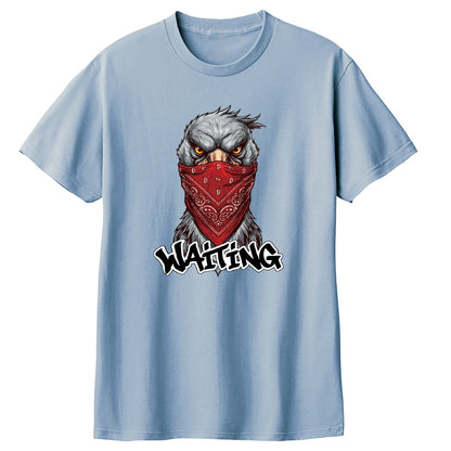 WAITING 赤いバンダナのハシビロコウ キッズTシャツ アシッドブルー
