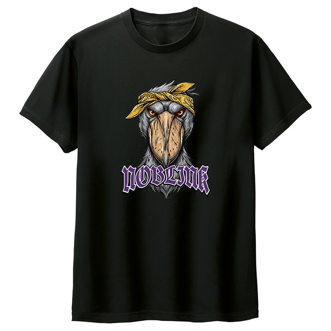NOBLINK バンダナのハシビロコウ キッズTシャツ ブラック