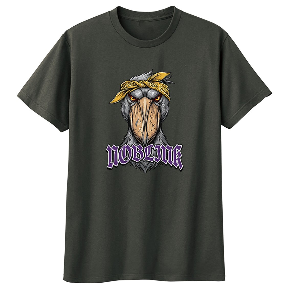 NOBLINK バンダナのハシビロコウ キッズTシャツ チャコール