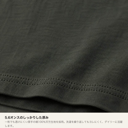 NOBLINK（黄色バンダナのハシビロコウ） キッズTシャツ 生地の厚み感（裾ステッチ接写）