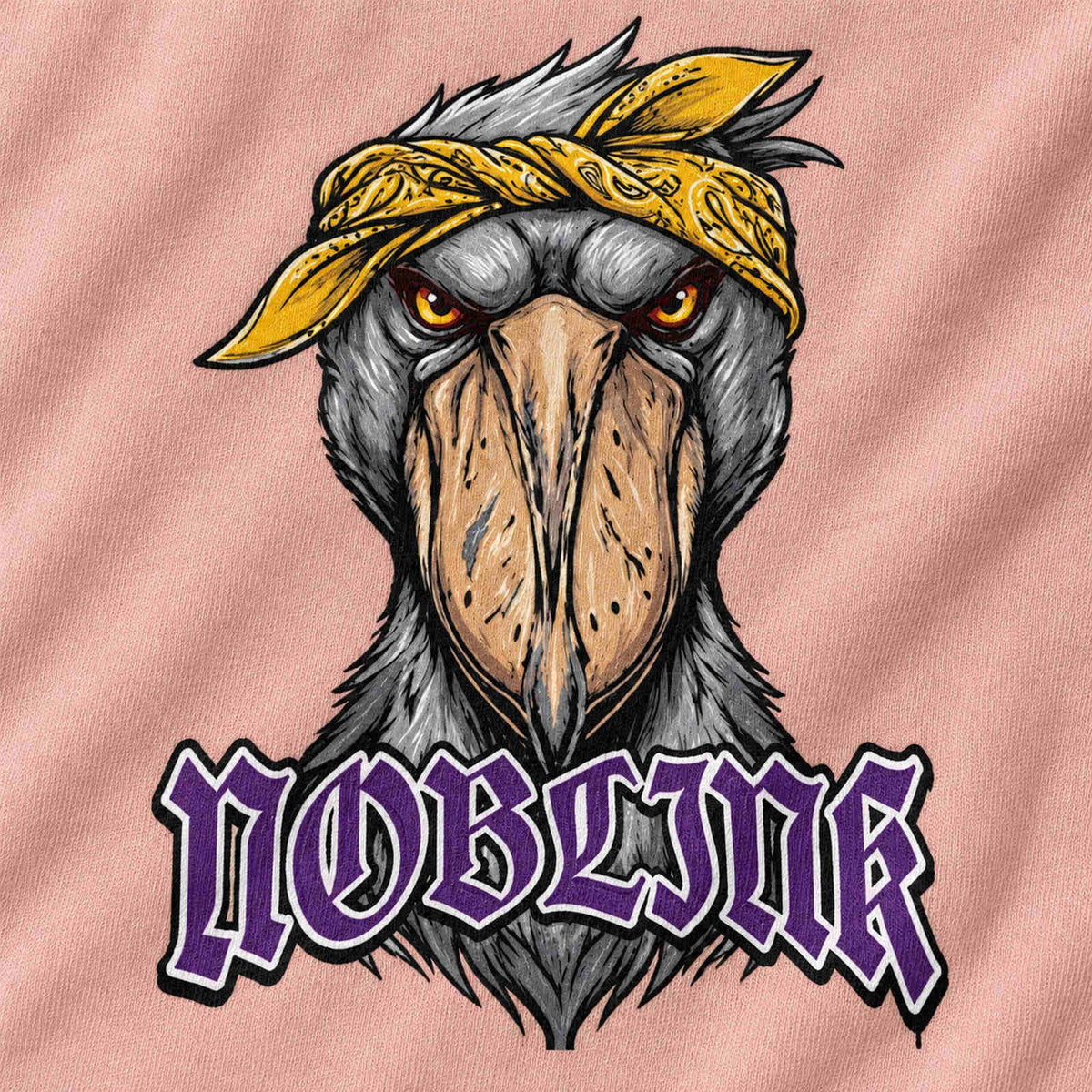 ハシビロコウ Tシャツ「NOBLINK」｜睨みをきかせる。