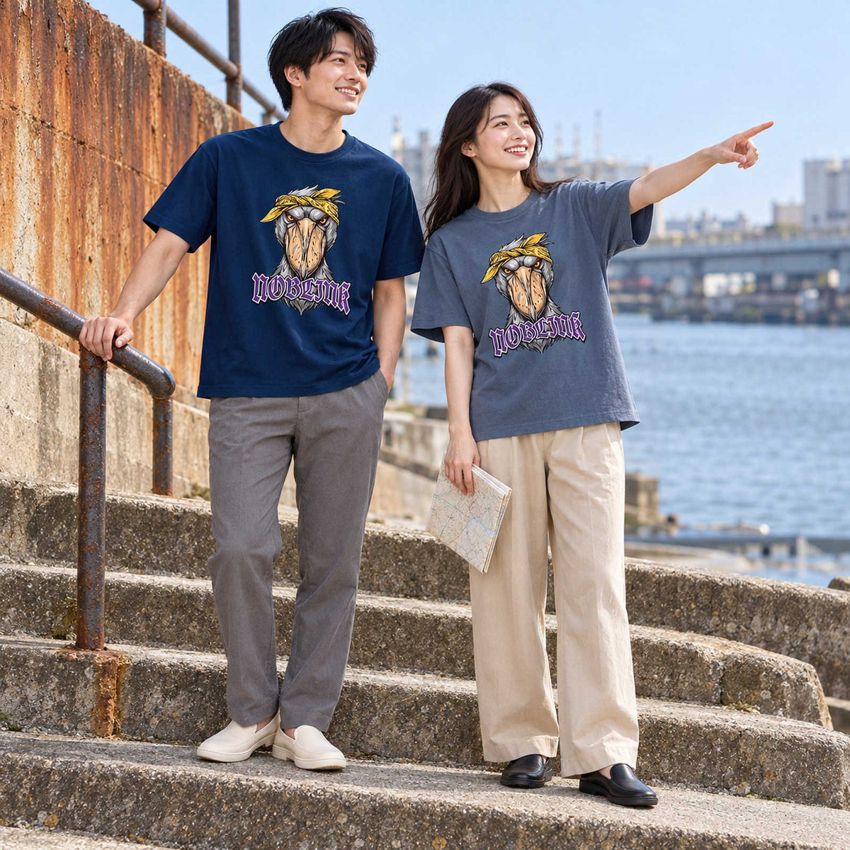 ハシビロコウ Tシャツ「NOBLINK」｜睨みをきかせる。