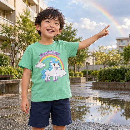 ユニコーン キッズTシャツ「cheerful days」｜虹の向こうに、楽しい一日。
